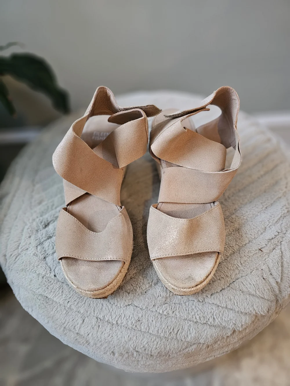 Eileen Fisher Metallic Suede Espadrille Shoes Size 7
